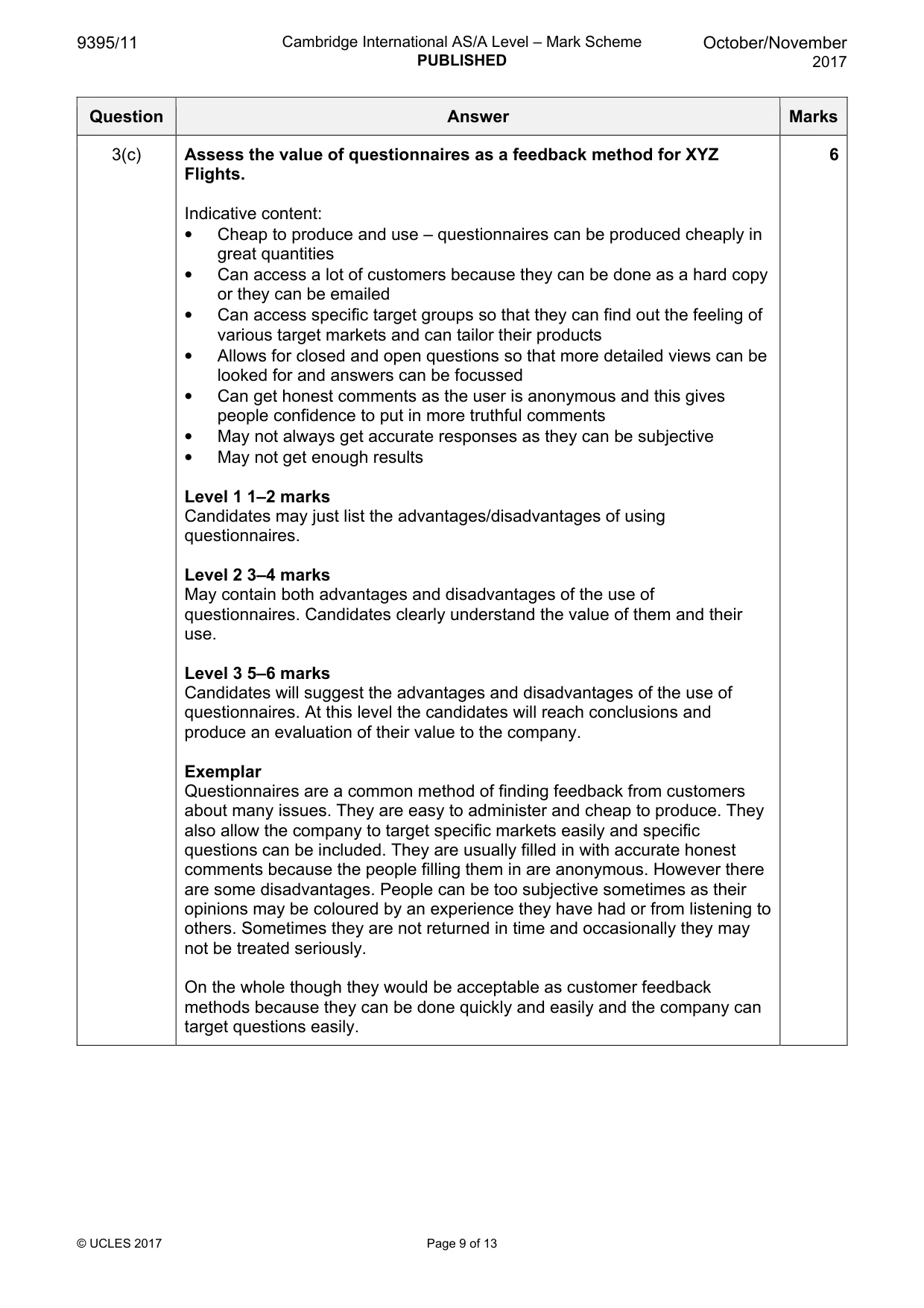 Mark scheme, page 9 of 13