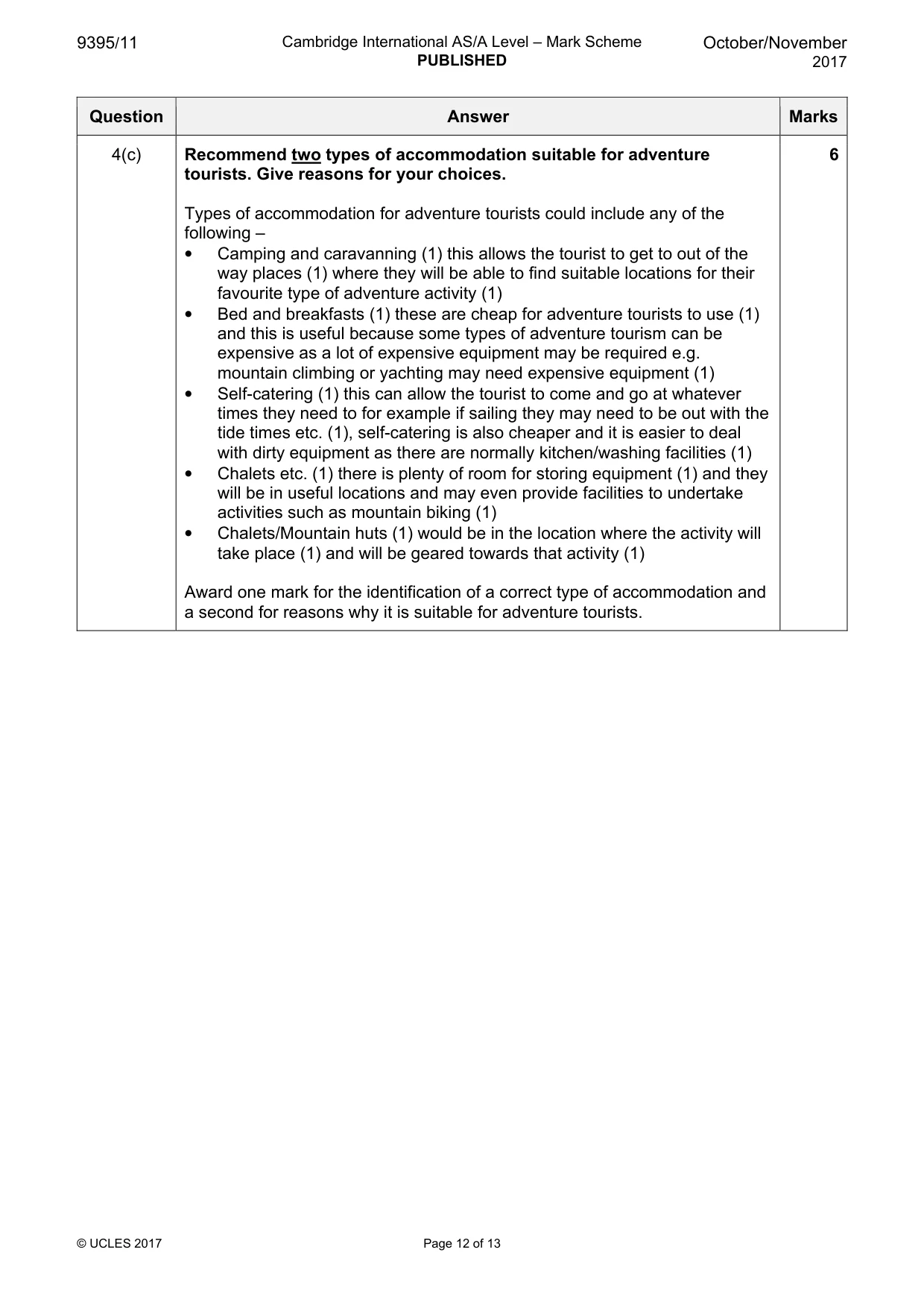 Mark scheme, page 12 of 13