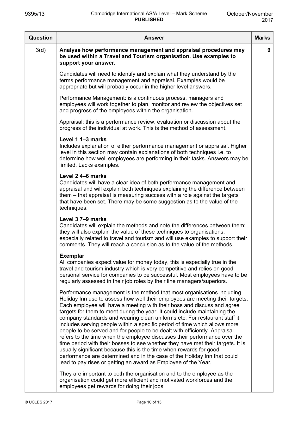 Mark scheme, page 10 of 13