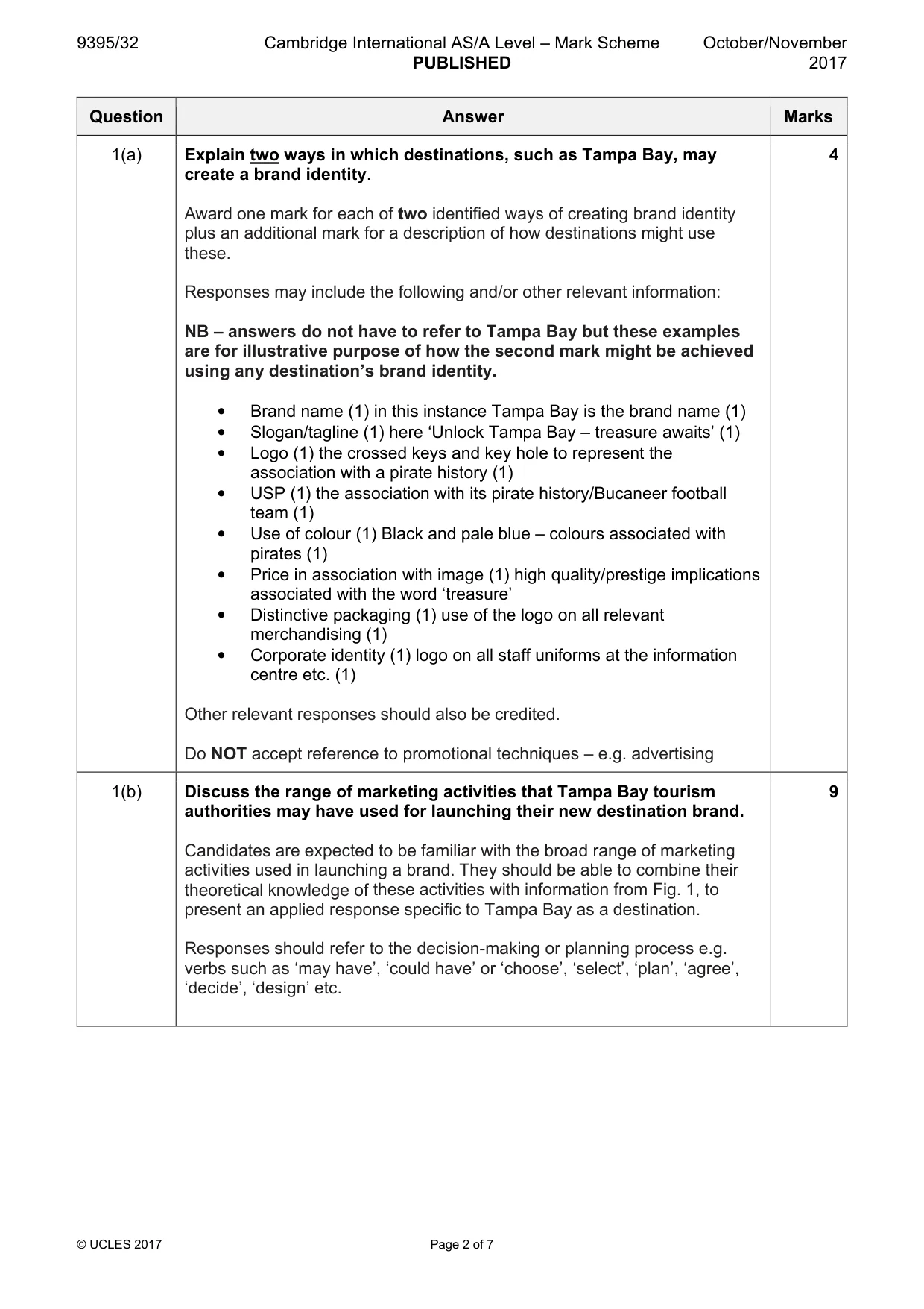 Mark scheme, page 2 of 7