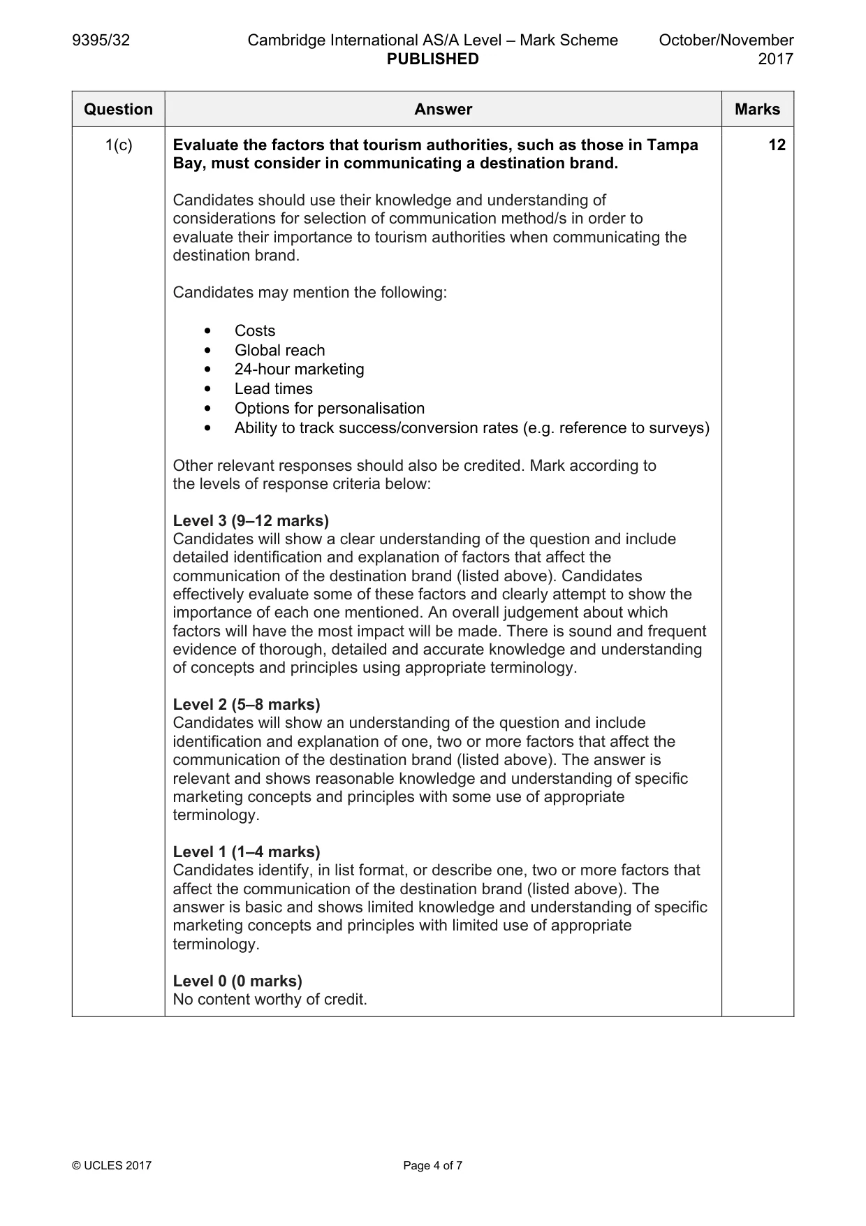 Mark scheme, page 4 of 7