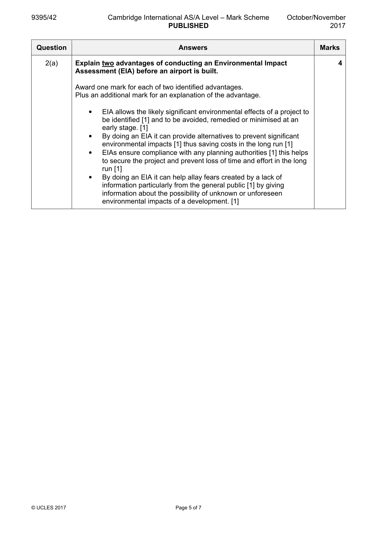 Mark scheme, page 5 of 7