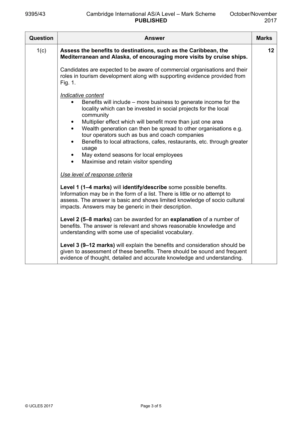 Mark scheme, page 3 of 5
