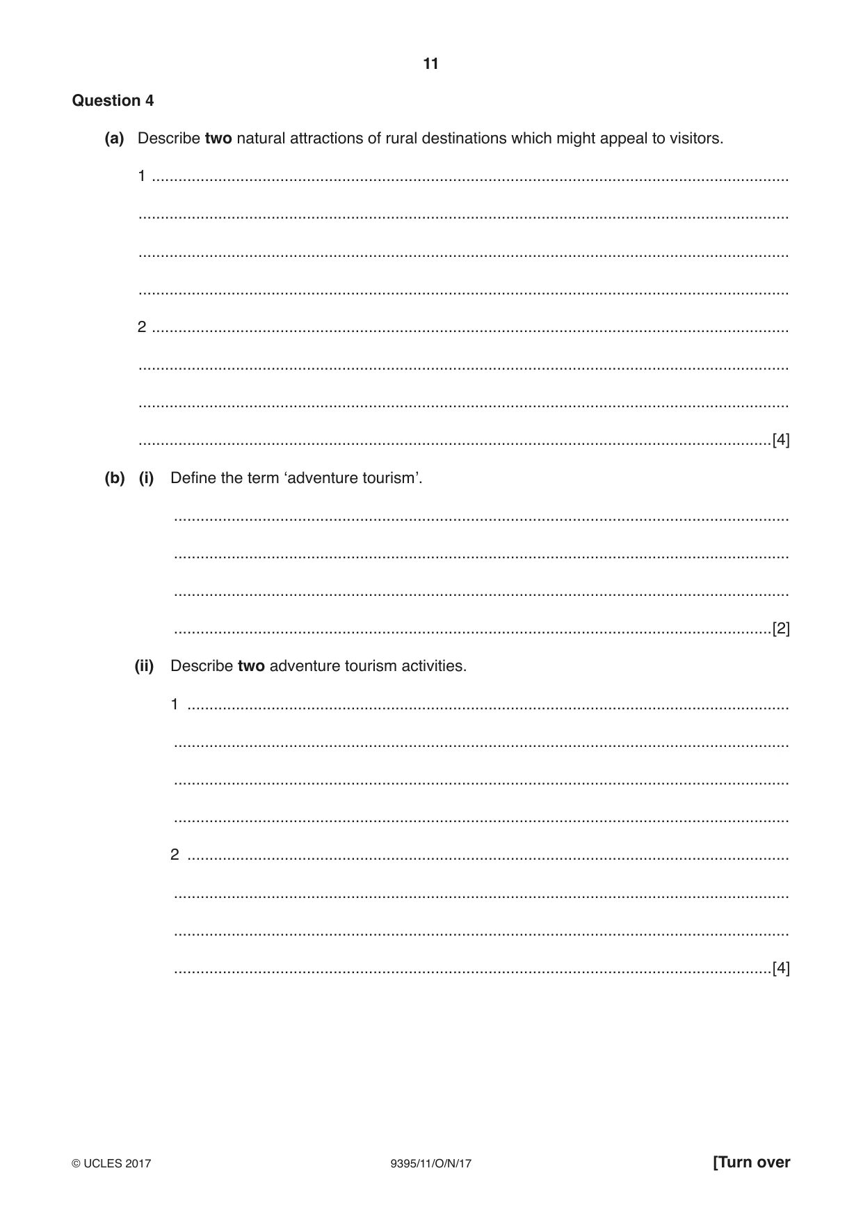 Cambridge A Level Travel and Tourism 9395 2017 Oct/Nov Paper 1 · Variant 1 question paper, page 11 of 16