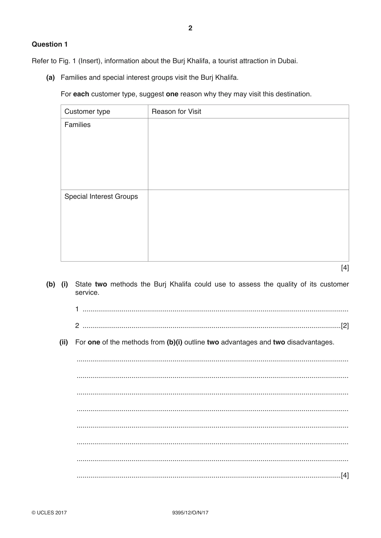 Cambridge A Level Travel and Tourism 9395 2017 Oct/Nov Paper 1 · Variant 2 question paper, page 2 of 16