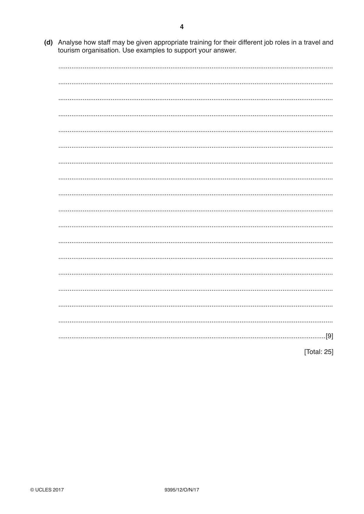 Cambridge A Level Travel and Tourism 9395 2017 Oct/Nov Paper 1 · Variant 2 question paper, page 4 of 16