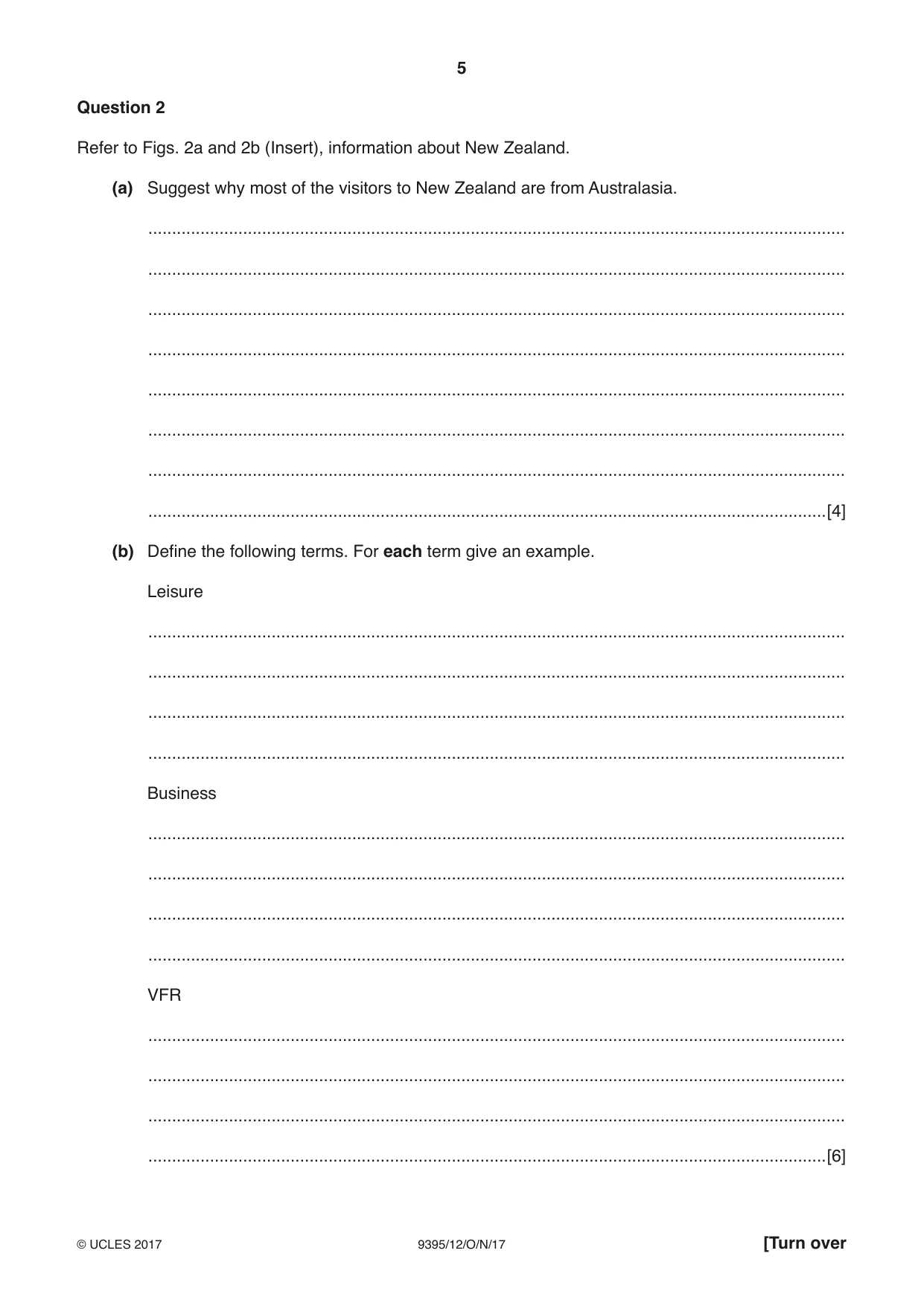 Cambridge A Level Travel and Tourism 9395 2017 Oct/Nov Paper 1 · Variant 2 question paper, page 5 of 16