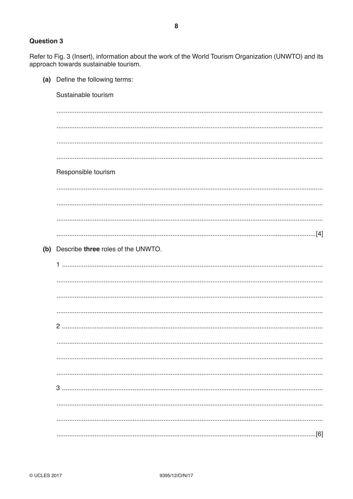 Cambridge A Level Travel and Tourism 9395 2017 Oct/Nov Paper 1 · Variant 2 question paper, page 8 of 16