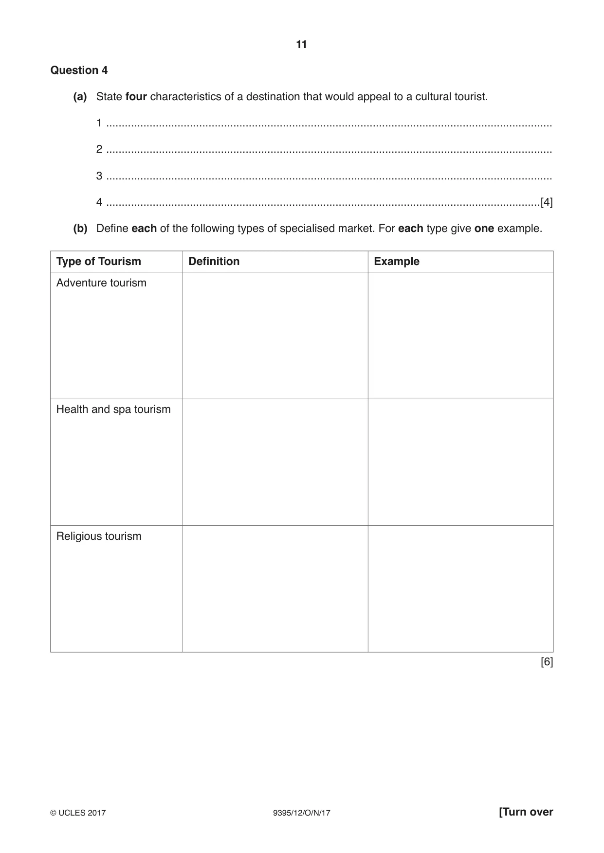Cambridge A Level Travel and Tourism 9395 2017 Oct/Nov Paper 1 · Variant 2 question paper, page 11 of 16