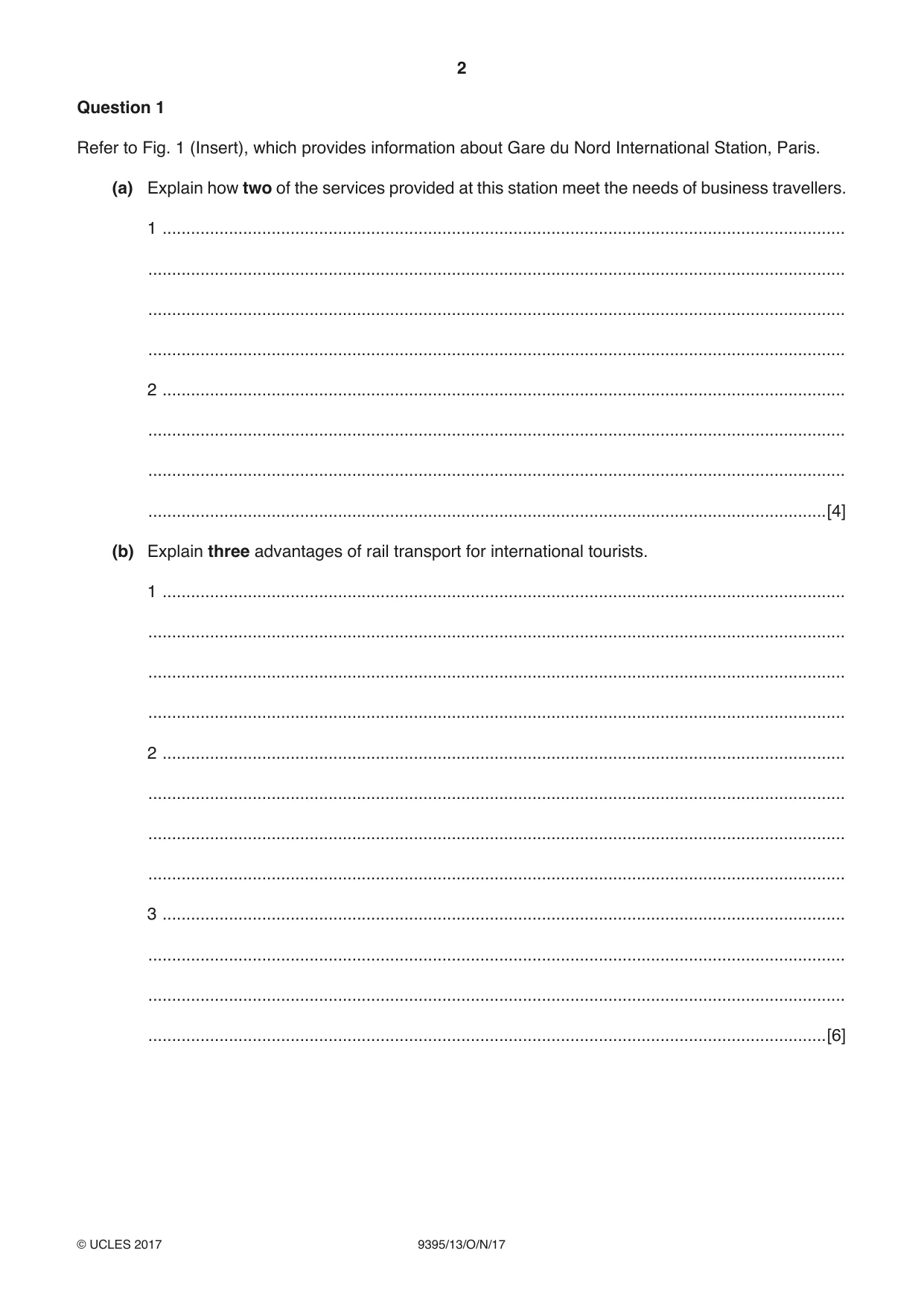 Cambridge A Level Travel and Tourism 9395 2017 Oct/Nov Paper 1 · Variant 3 question paper, page 2 of 16