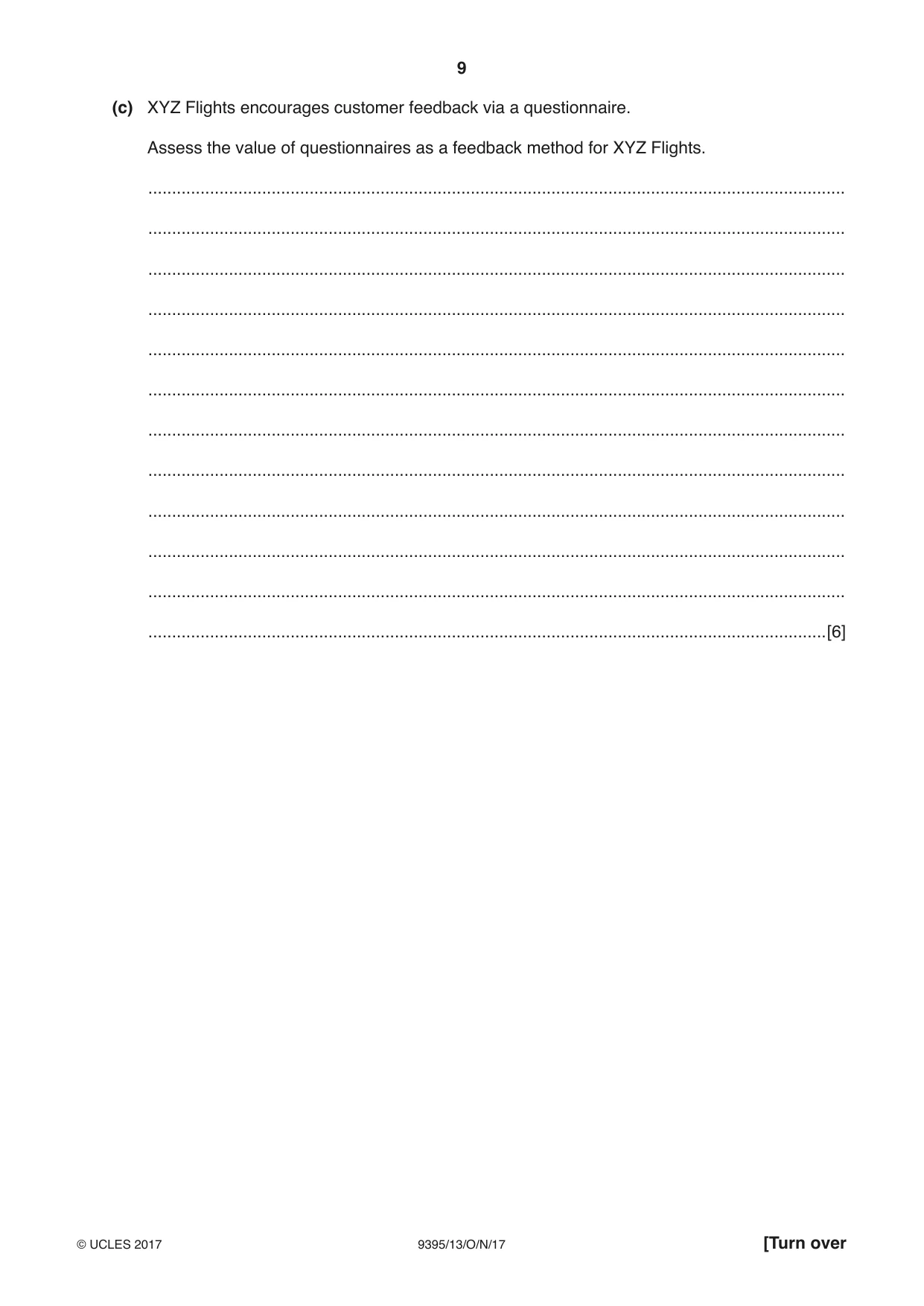Cambridge A Level Travel and Tourism 9395 2017 Oct/Nov Paper 1 · Variant 3 question paper, page 9 of 16