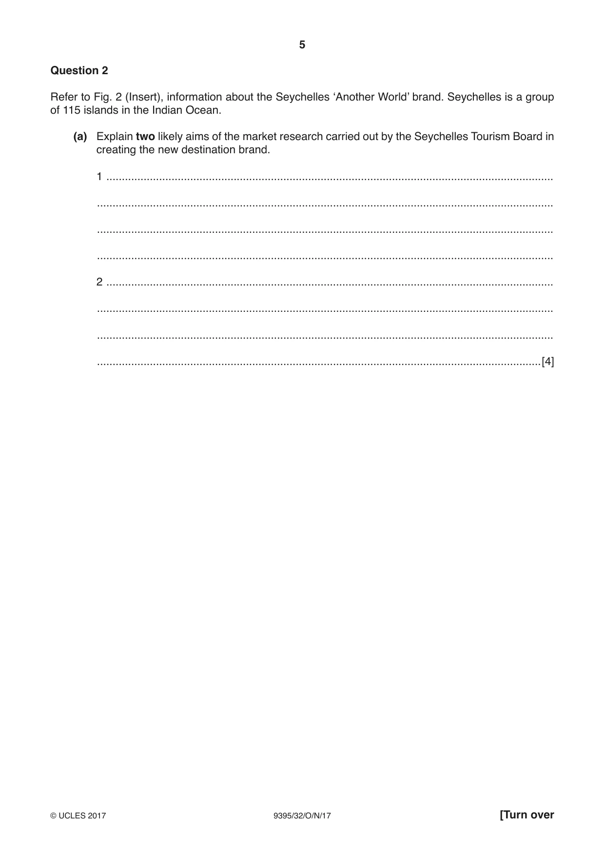 Cambridge A Level Travel and Tourism 9395 2017 Oct/Nov Paper 3 · Variant 2 question paper, page 5 of 8