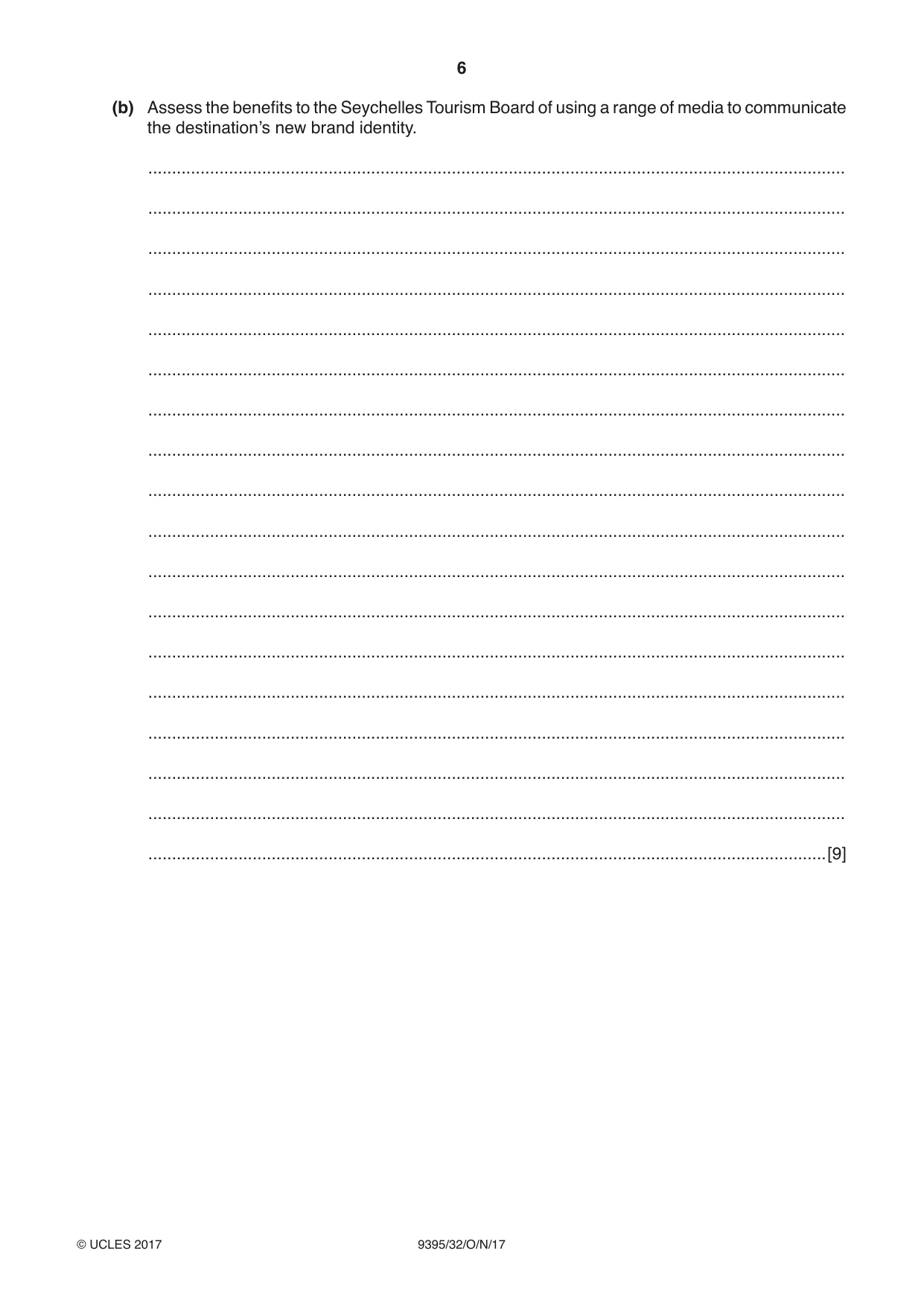 Cambridge A Level Travel and Tourism 9395 2017 Oct/Nov Paper 3 · Variant 2 question paper, page 6 of 8