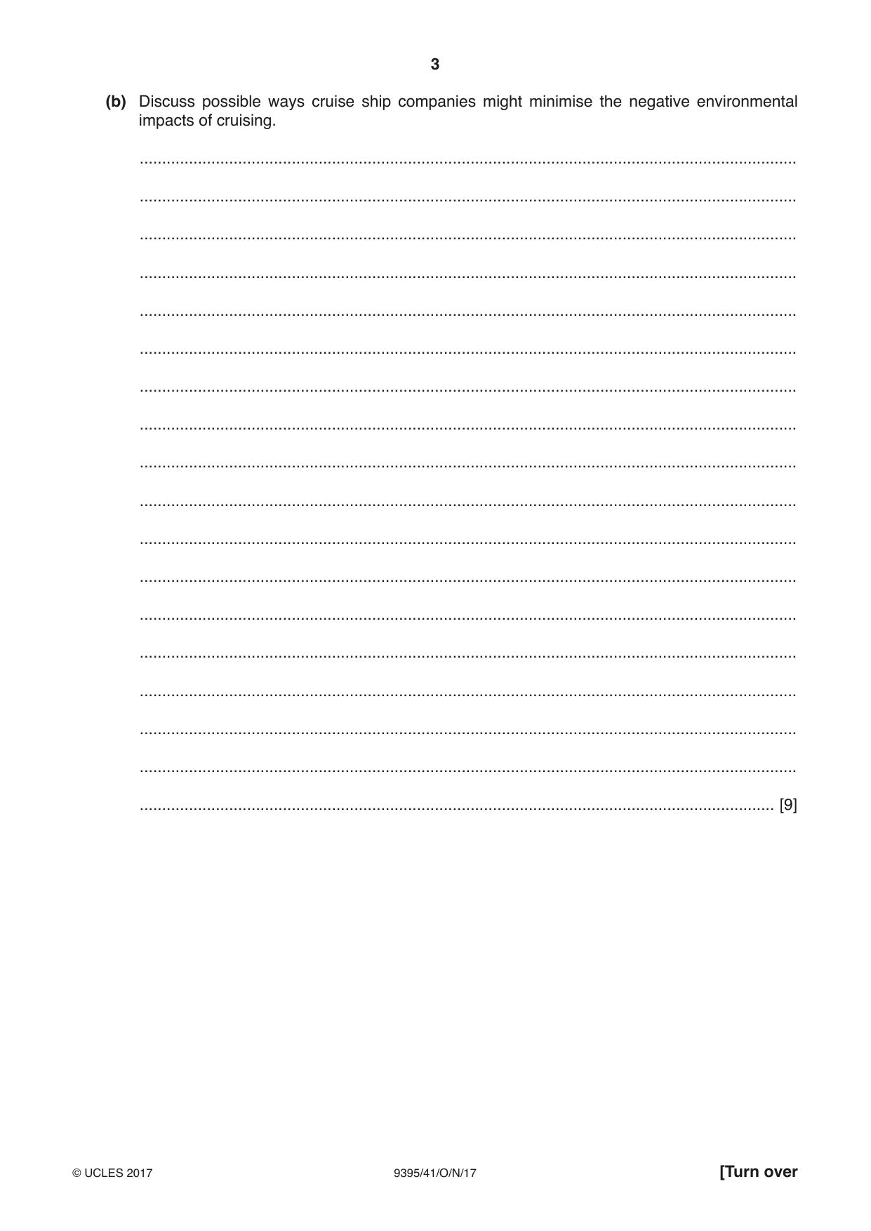 Cambridge A Level Travel and Tourism 9395 2017 Oct/Nov Paper 4 · Variant 1 question paper, page 3 of 8