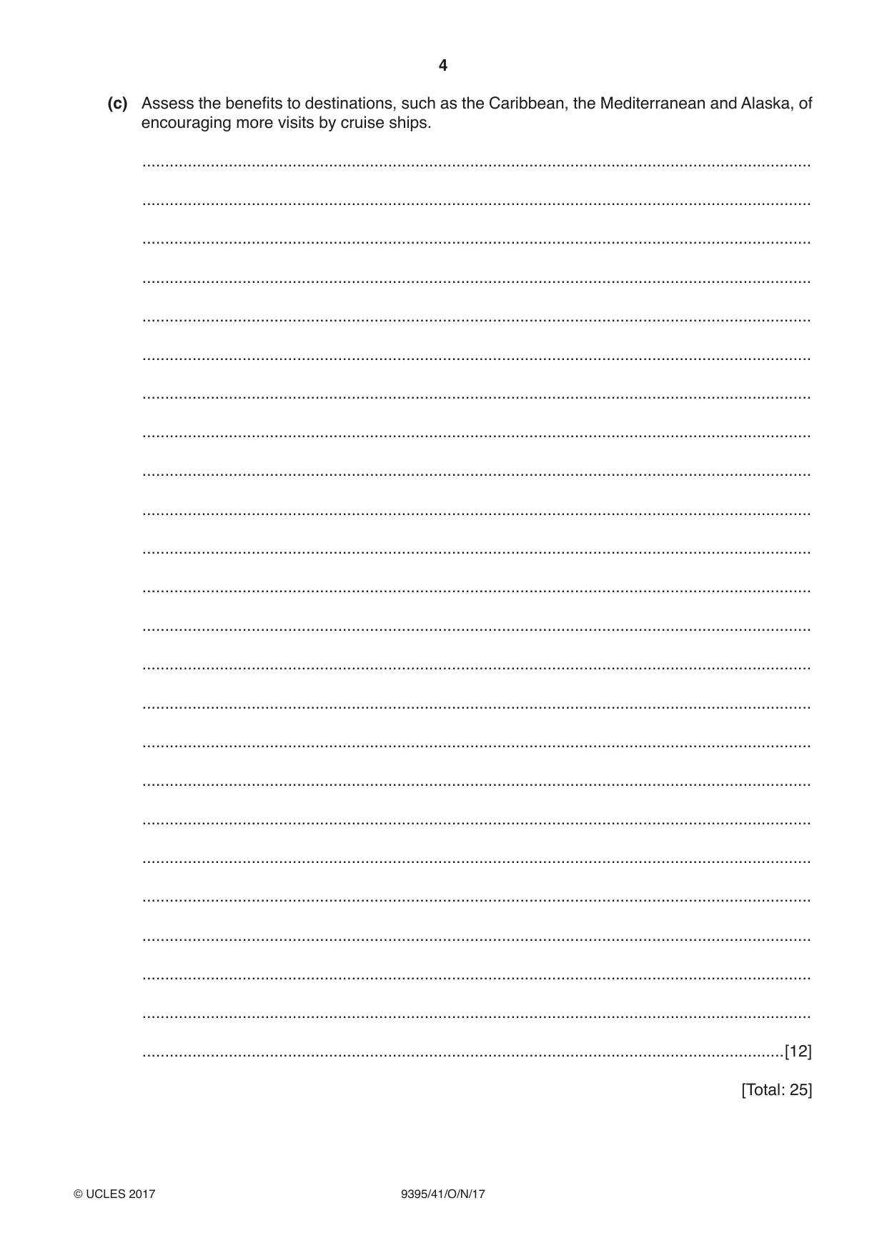 Cambridge A Level Travel and Tourism 9395 2017 Oct/Nov Paper 4 · Variant 1 question paper, page 4 of 8