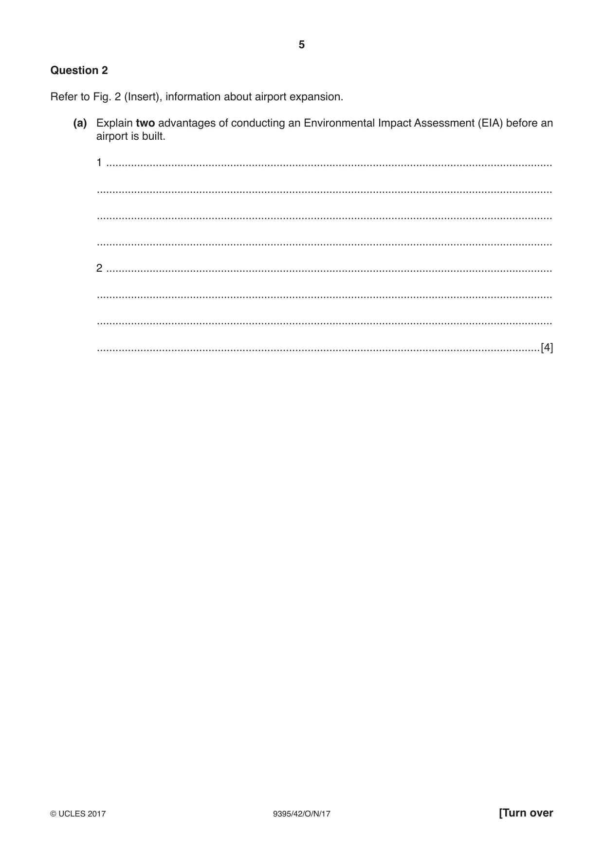 Cambridge A Level Travel and Tourism 9395 2017 Oct/Nov Paper 4 · Variant 2 question paper, page 5 of 8