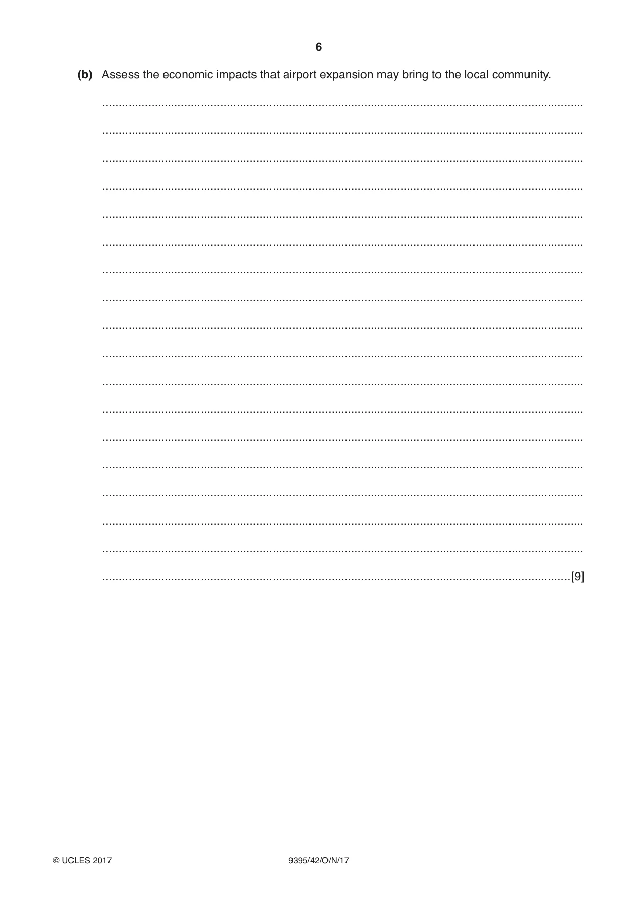 Cambridge A Level Travel and Tourism 9395 2017 Oct/Nov Paper 4 · Variant 2 question paper, page 6 of 8
