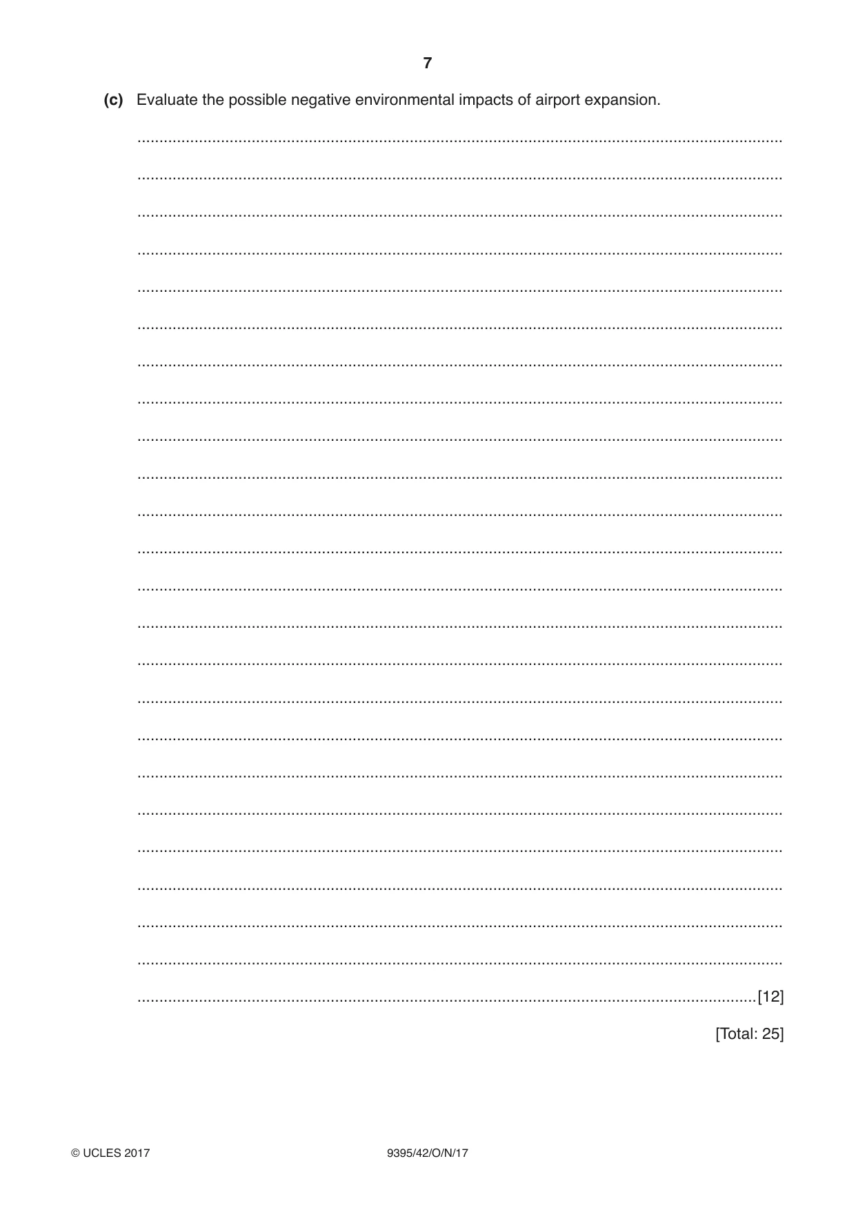 Cambridge A Level Travel and Tourism 9395 2017 Oct/Nov Paper 4 · Variant 2 question paper, page 7 of 8