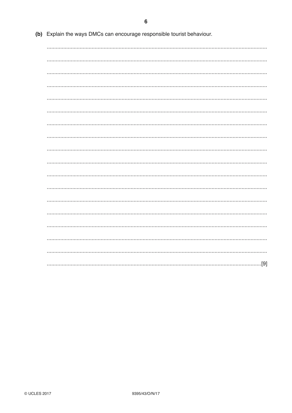 Cambridge A Level Travel and Tourism 9395 2017 Oct/Nov Paper 4 · Variant 3 question paper, page 6 of 8