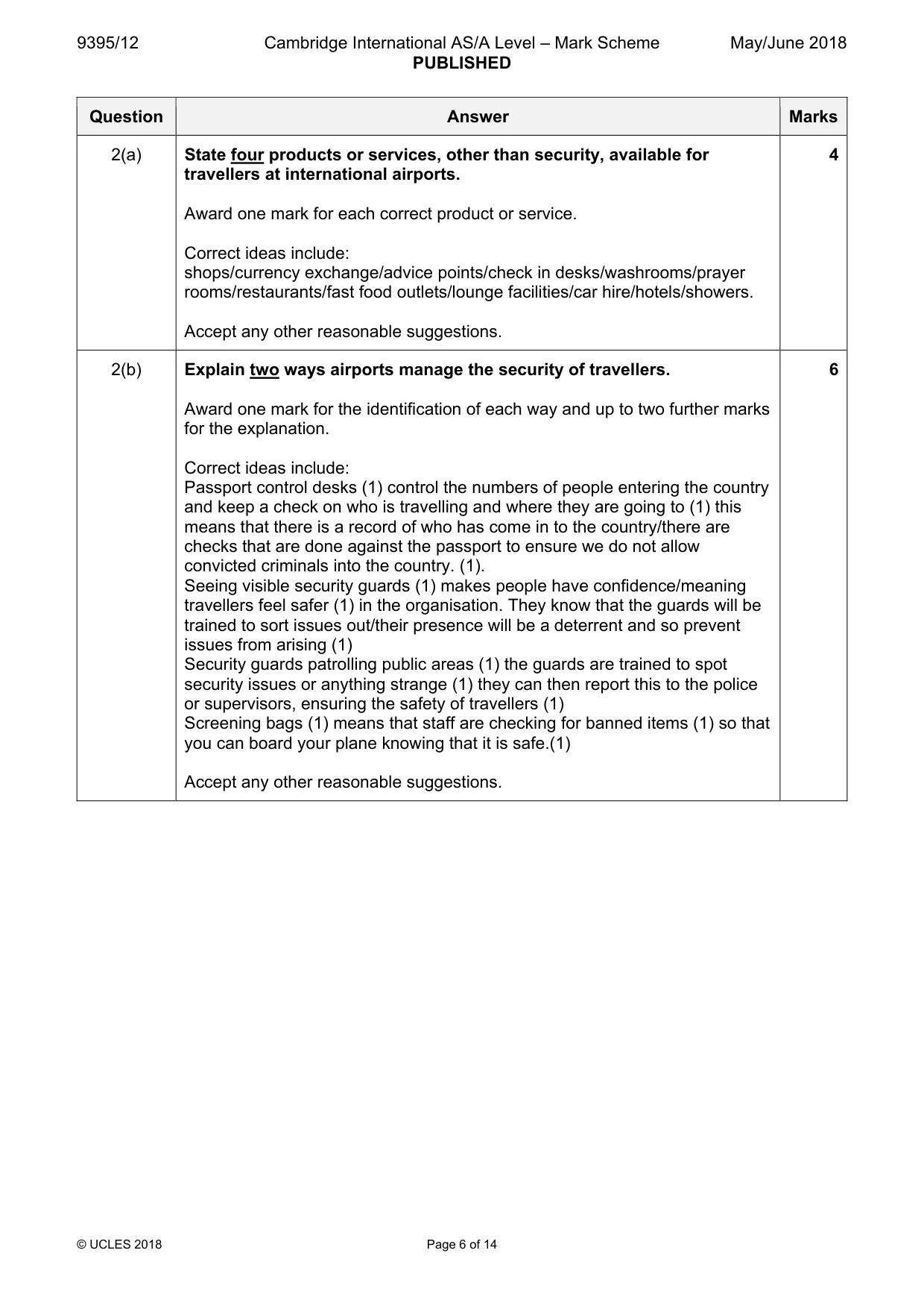 Mark scheme, page 6 of 14