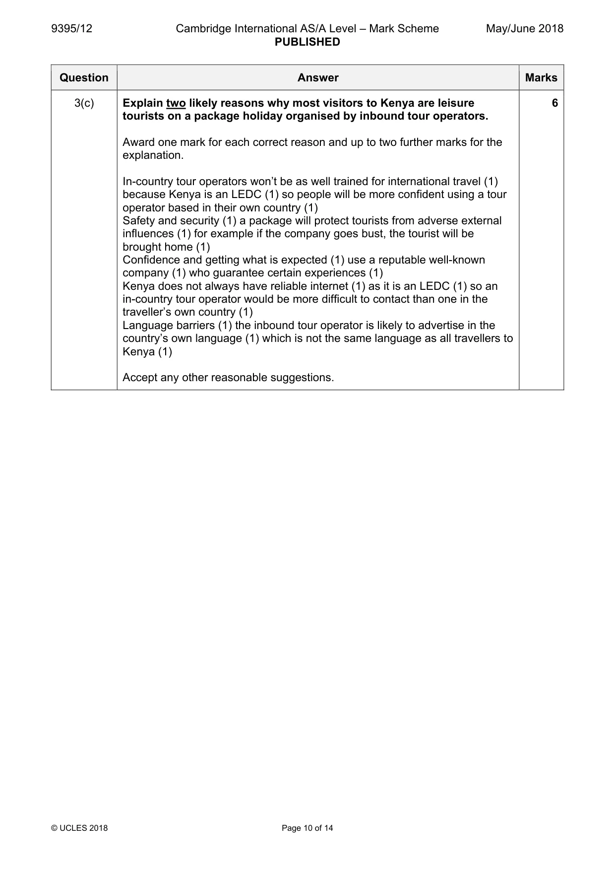 Mark scheme, page 10 of 14