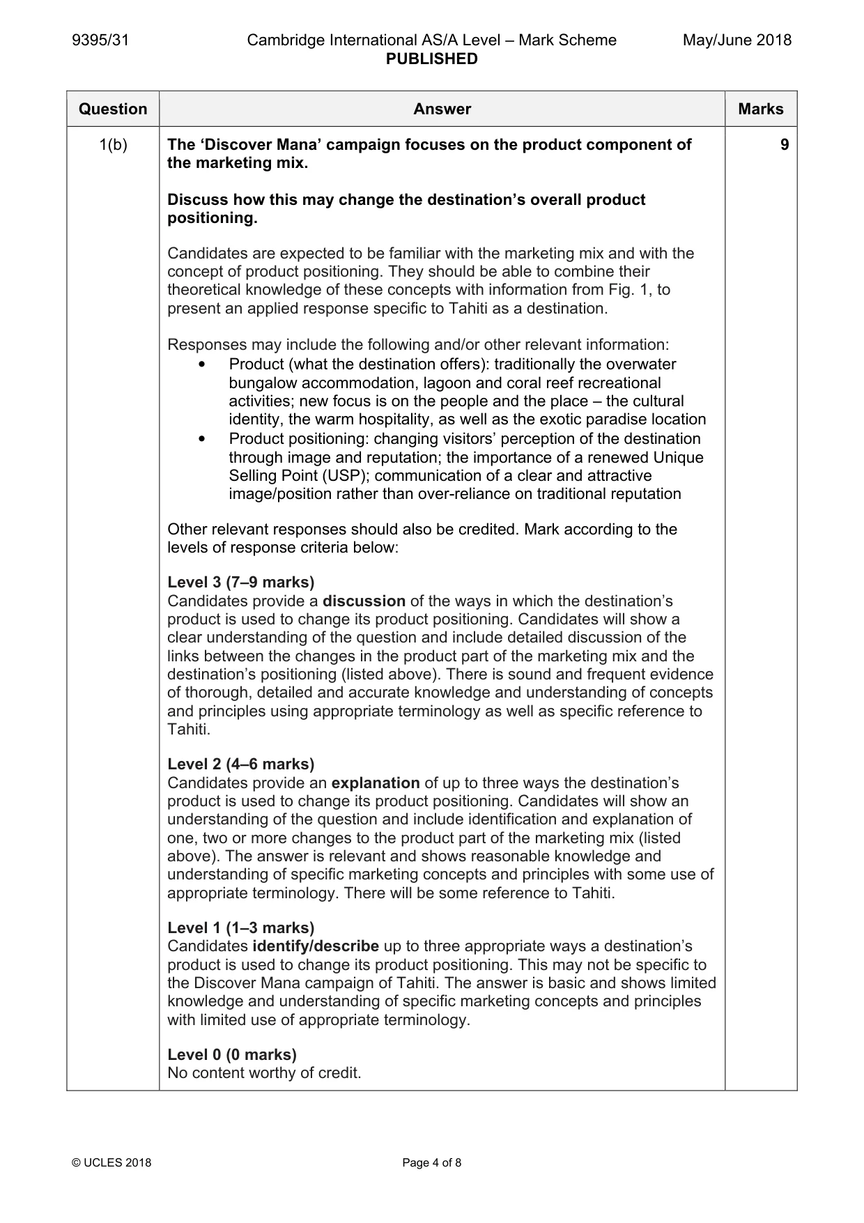 Mark scheme, page 4 of 8