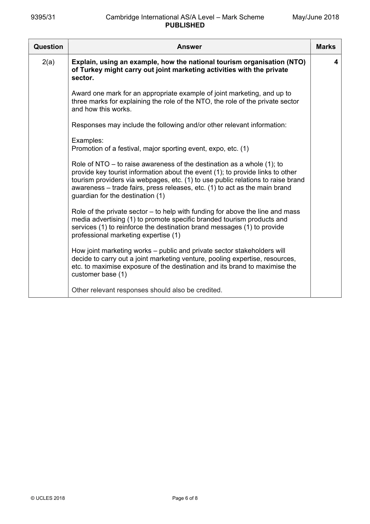 Mark scheme, page 6 of 8