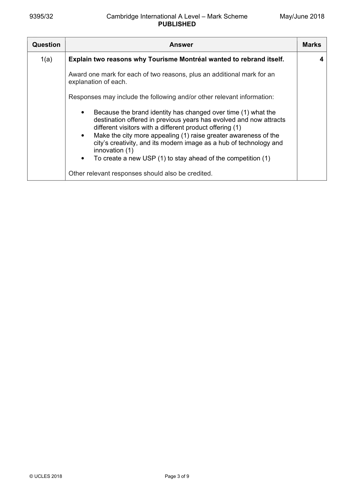 Mark scheme, page 3 of 9