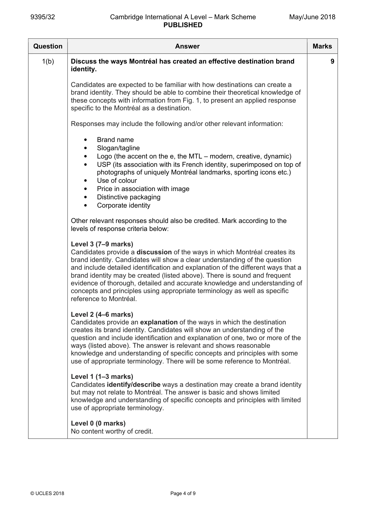 Mark scheme, page 4 of 9