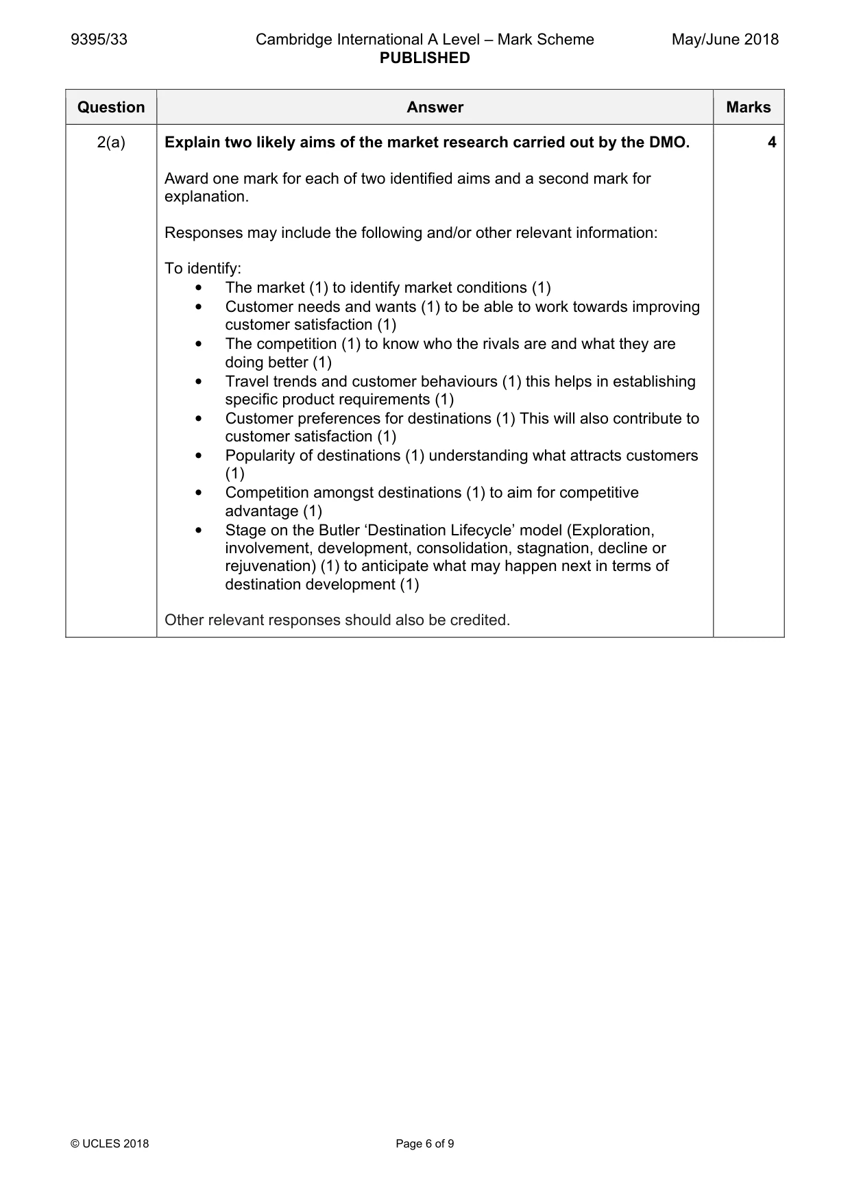 Mark scheme, page 6 of 9