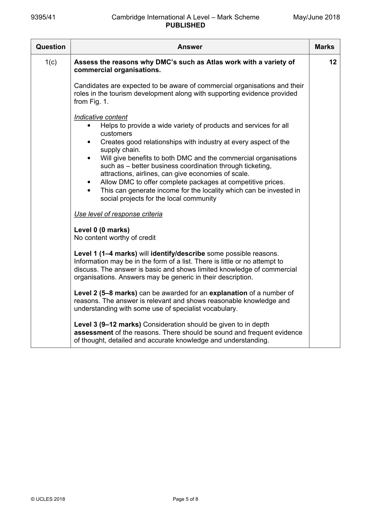 Mark scheme, page 5 of 8