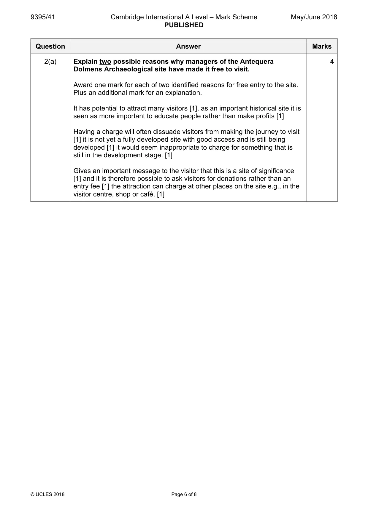 Mark scheme, page 6 of 8