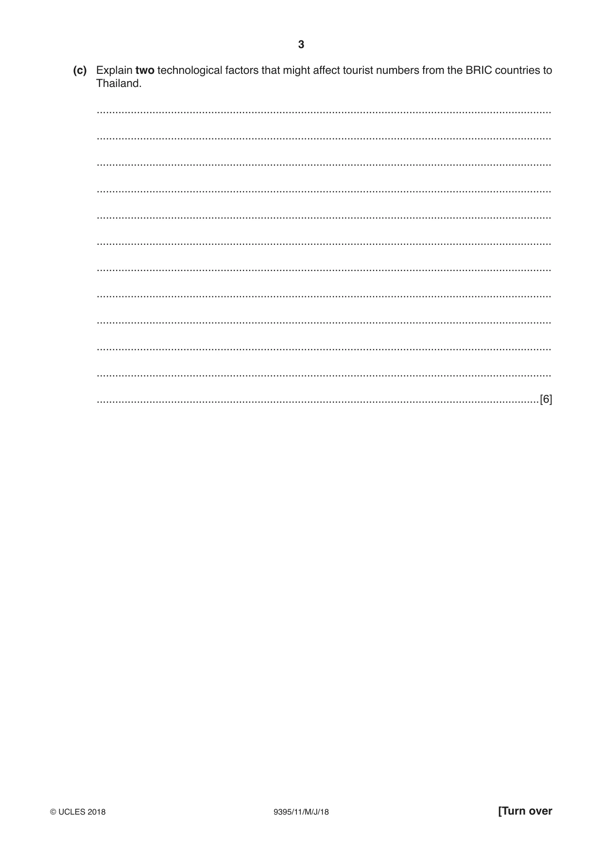 Cambridge A Level Travel and Tourism 9395 2018 May/June Paper 1 · Variant 1 question paper, page 3 of 16