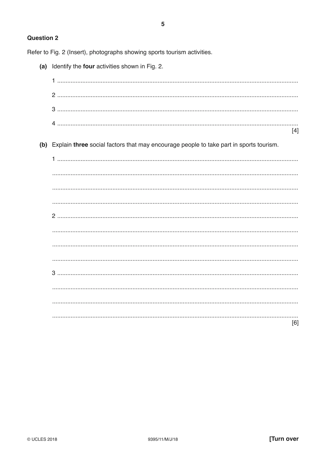 Cambridge A Level Travel and Tourism 9395 2018 May/June Paper 1 · Variant 1 question paper, page 5 of 16