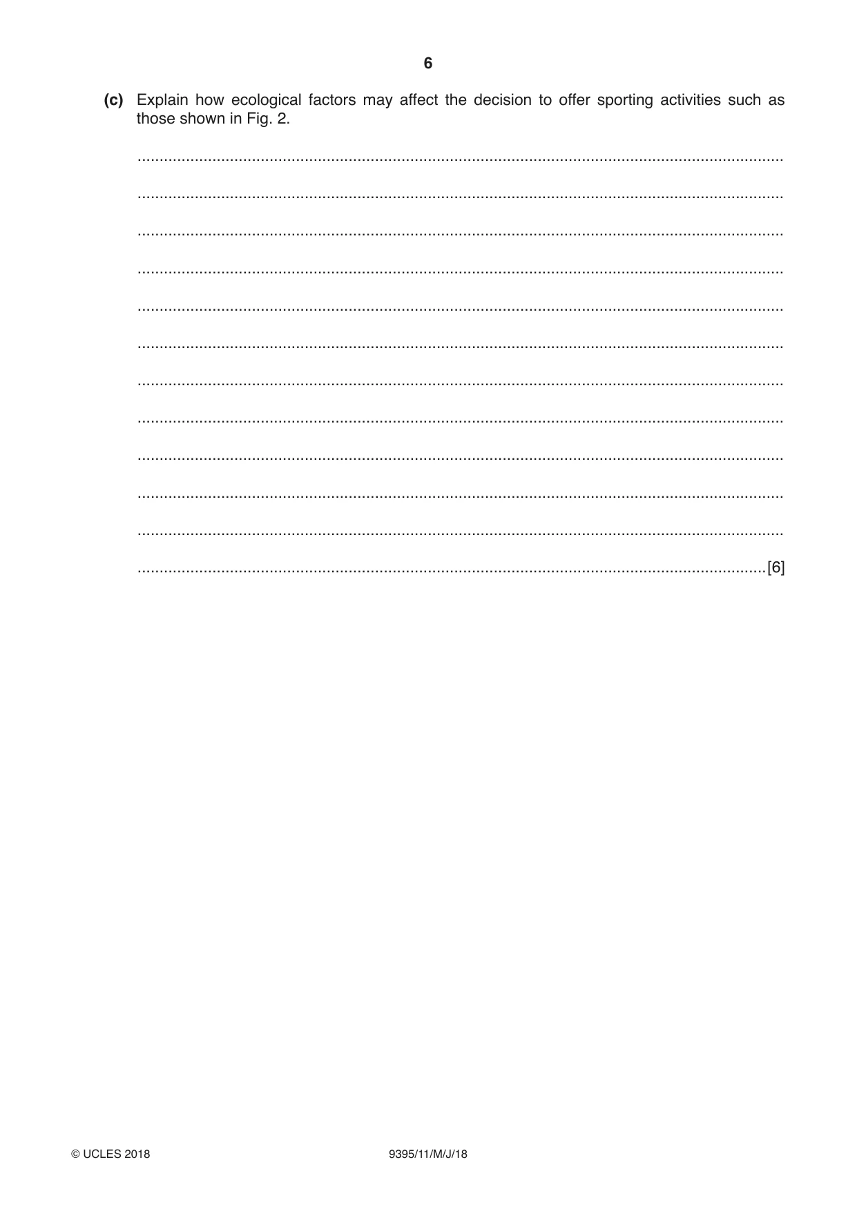 Cambridge A Level Travel and Tourism 9395 2018 May/June Paper 1 · Variant 1 question paper, page 6 of 16