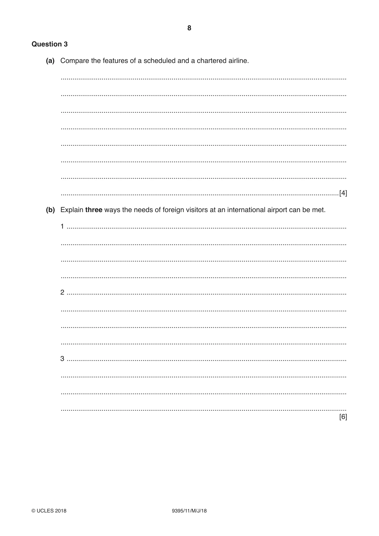 Cambridge A Level Travel and Tourism 9395 2018 May/June Paper 1 · Variant 1 question paper, page 8 of 16