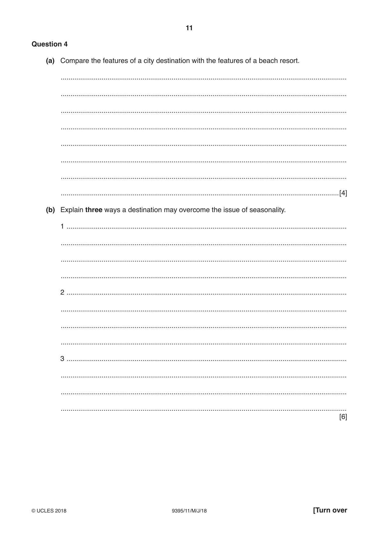 Cambridge A Level Travel and Tourism 9395 2018 May/June Paper 1 · Variant 1 question paper, page 11 of 16