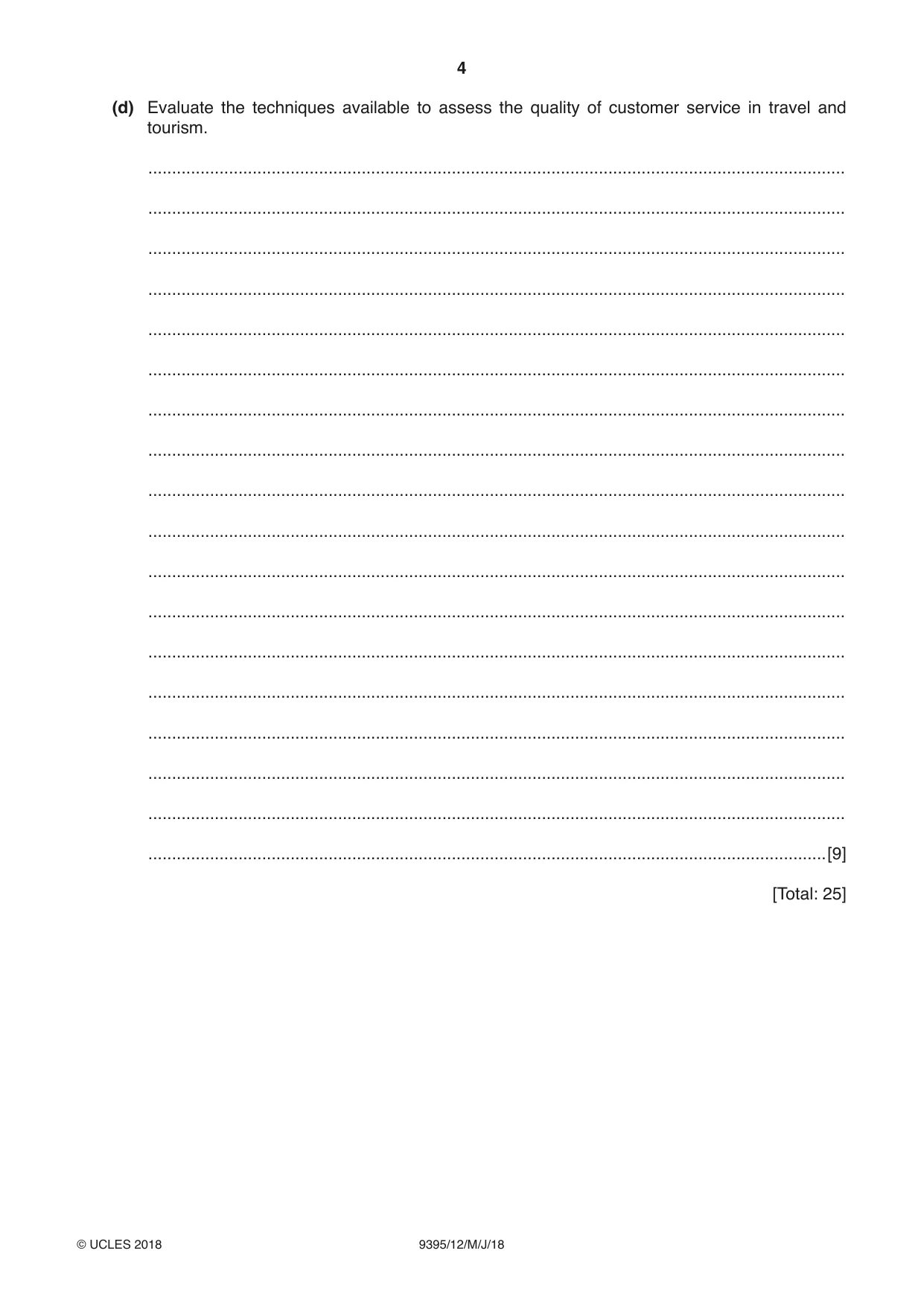 Cambridge A Level Travel and Tourism 9395 2018 May/June Paper 1 · Variant 2 question paper, page 4 of 16