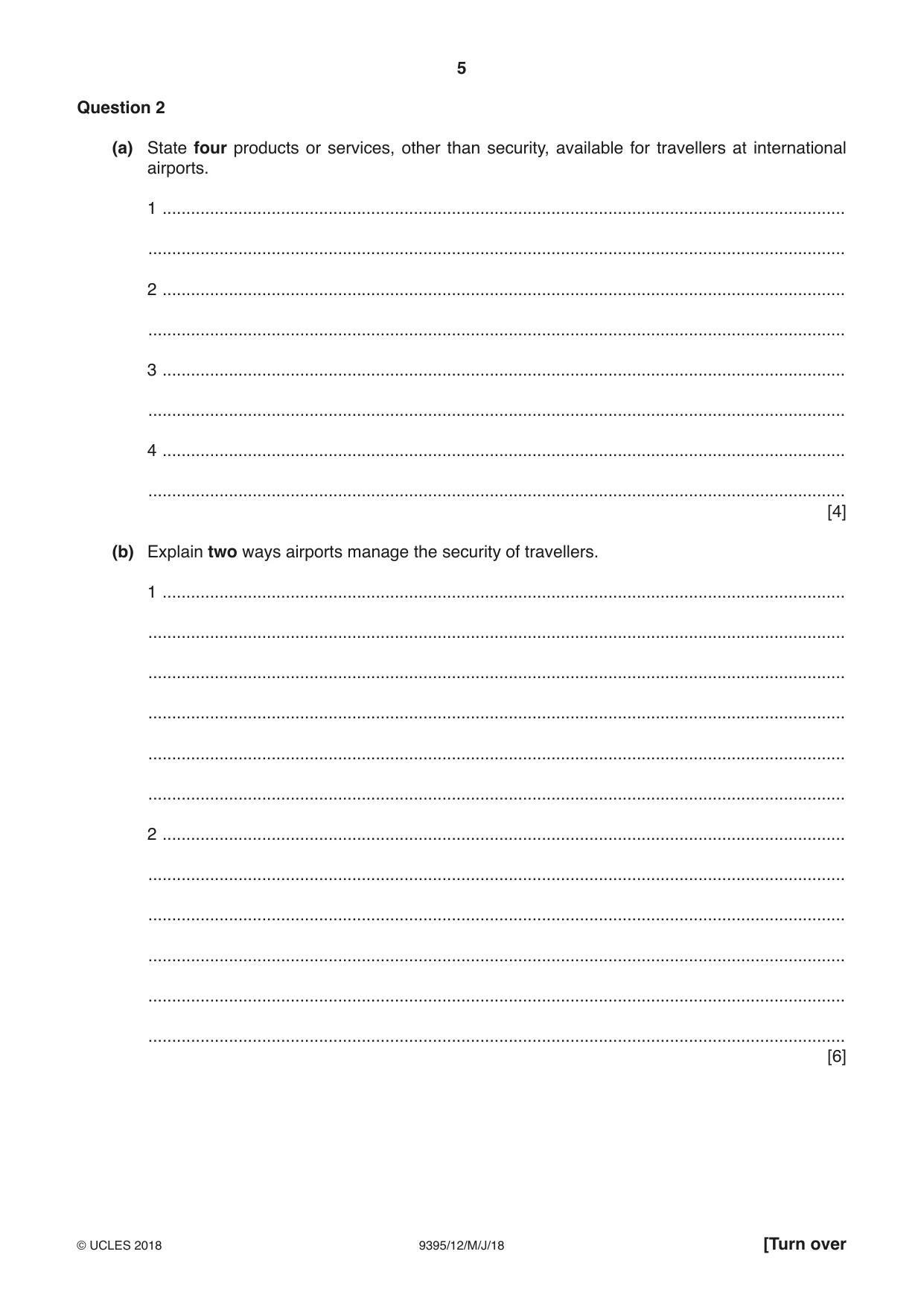 Cambridge A Level Travel and Tourism 9395 2018 May/June Paper 1 · Variant 2 question paper, page 5 of 16
