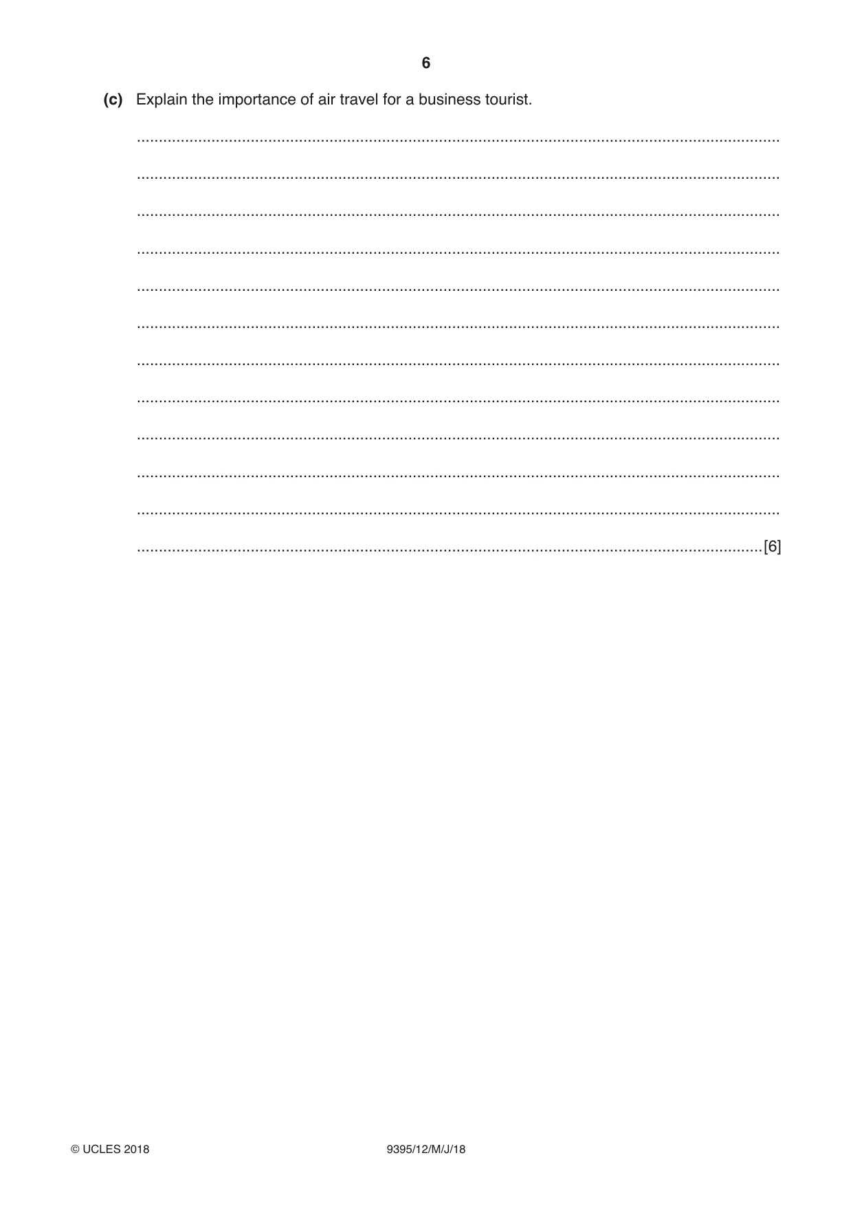 Cambridge A Level Travel and Tourism 9395 2018 May/June Paper 1 · Variant 2 question paper, page 6 of 16
