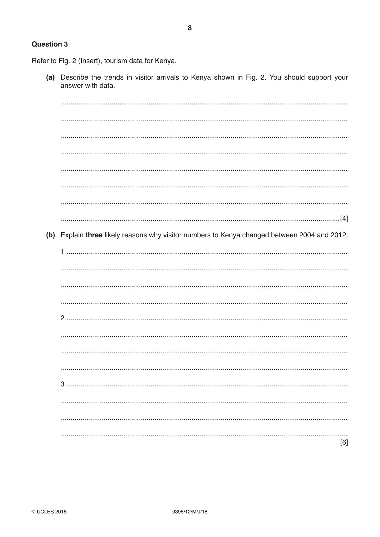 Cambridge A Level Travel and Tourism 9395 2018 May/June Paper 1 · Variant 2 question paper, page 8 of 16