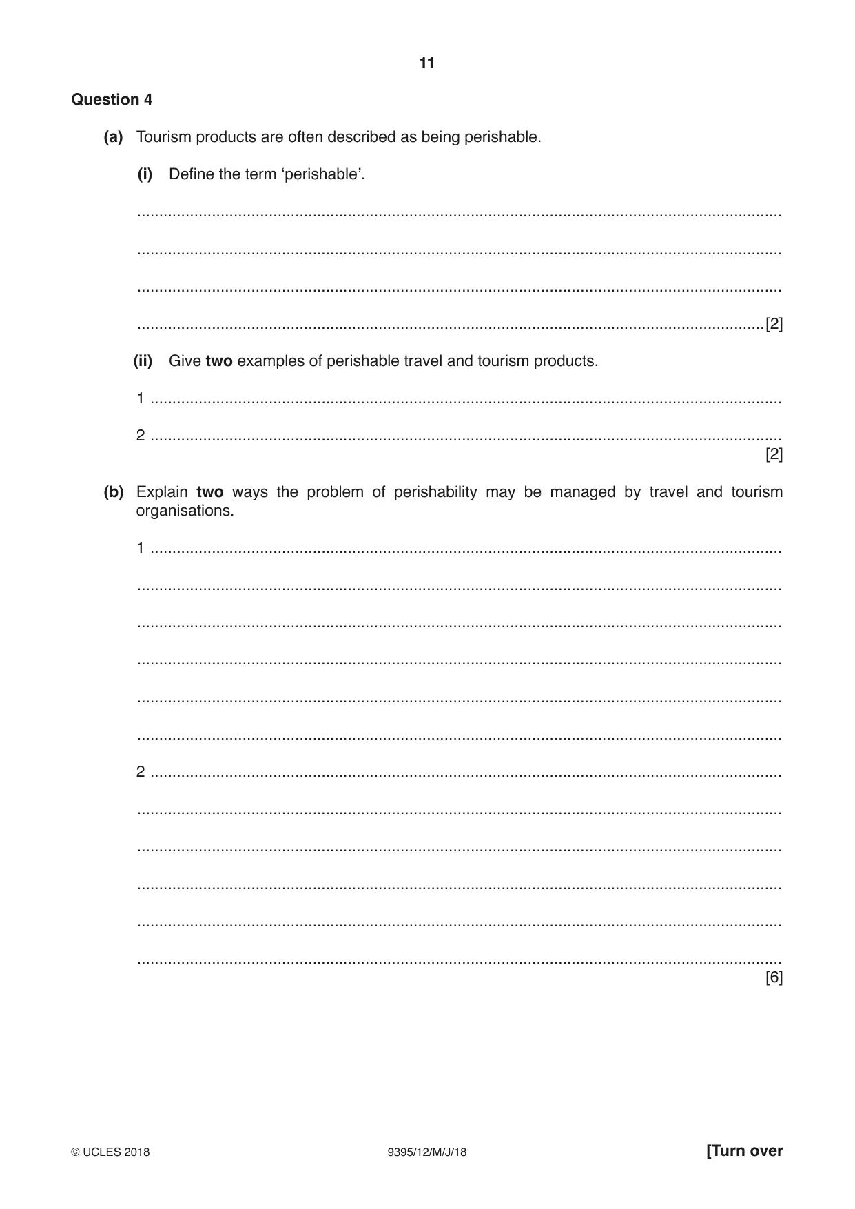 Cambridge A Level Travel and Tourism 9395 2018 May/June Paper 1 · Variant 2 question paper, page 11 of 16