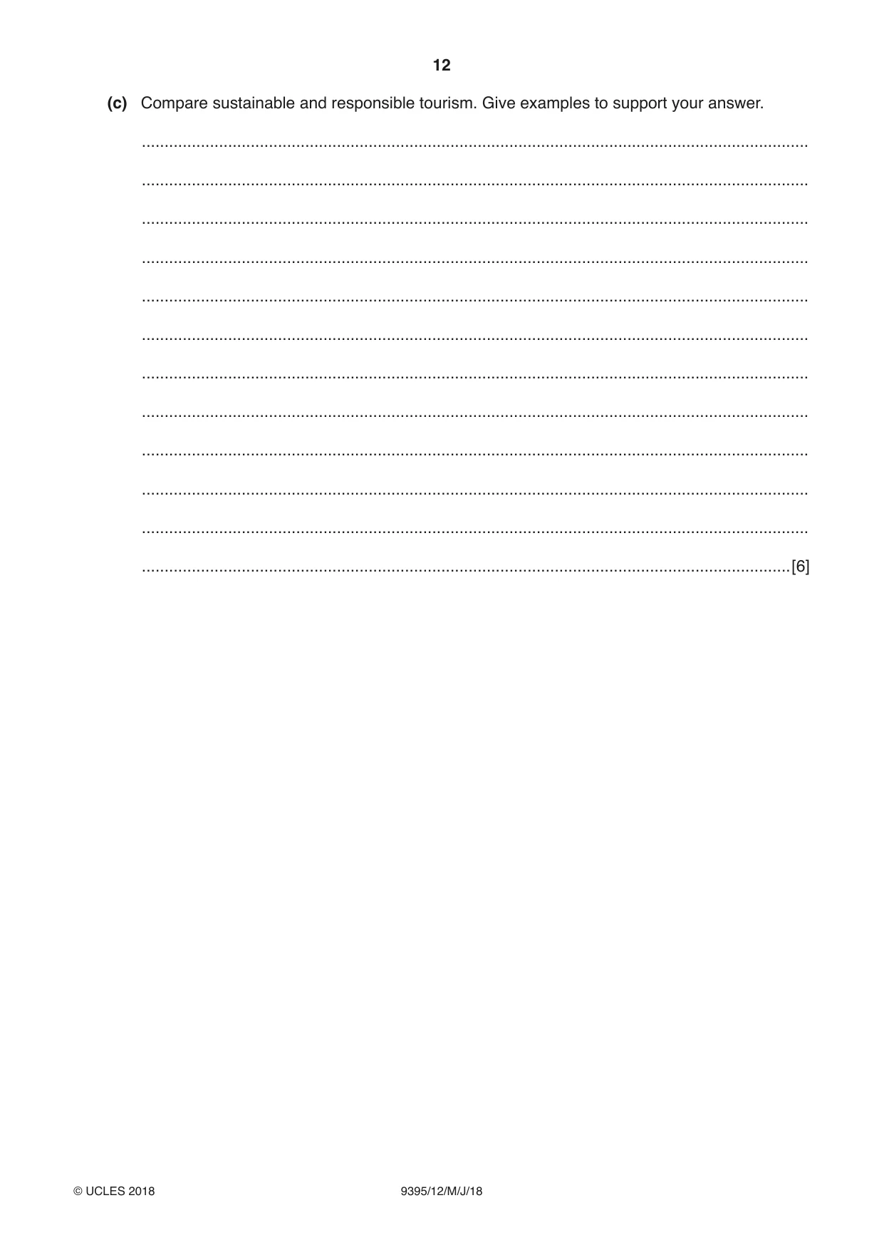 Cambridge A Level Travel and Tourism 9395 2018 May/June Paper 1 · Variant 2 question paper, page 12 of 16