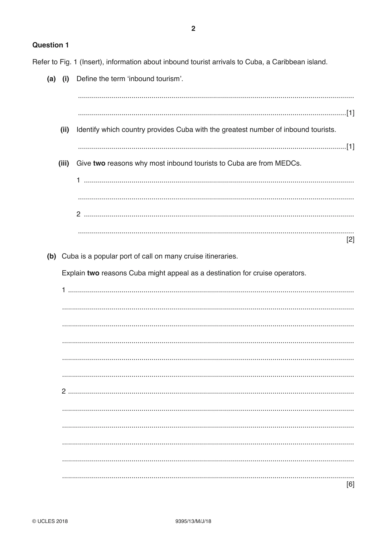 Cambridge A Level Travel and Tourism 9395 2018 May/June Paper 1 · Variant 3 question paper, page 2 of 16