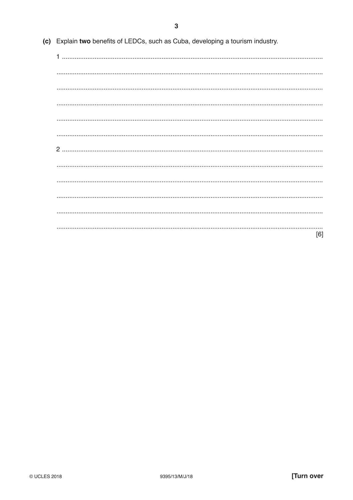 Cambridge A Level Travel and Tourism 9395 2018 May/June Paper 1 · Variant 3 question paper, page 3 of 16