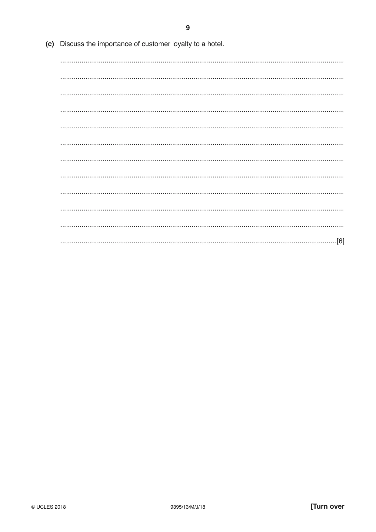 Cambridge A Level Travel and Tourism 9395 2018 May/June Paper 1 · Variant 3 question paper, page 9 of 16