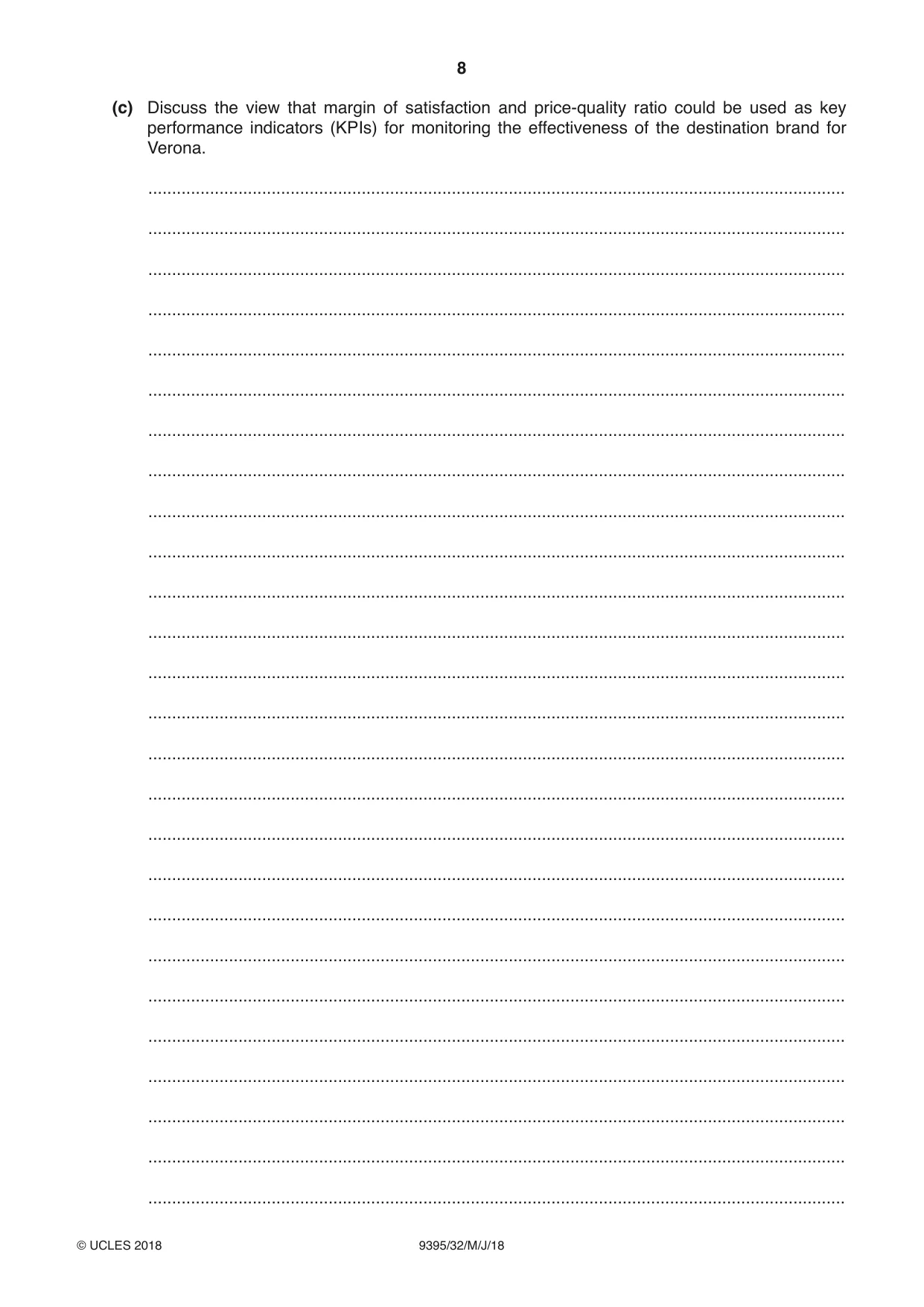 Cambridge A Level Travel and Tourism 9395 2018 May/June Paper 3 · Variant 2 question paper, page 8 of 12