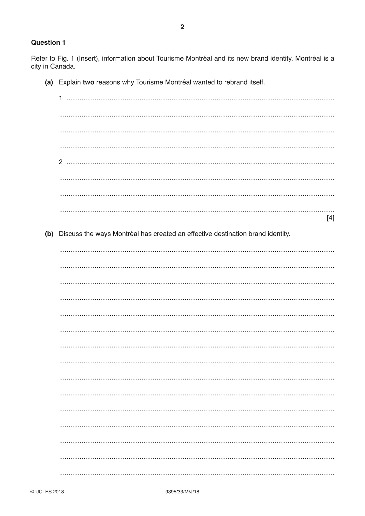 Cambridge A Level Travel and Tourism 9395 2018 May/June Paper 3 · Variant 3 question paper, page 2 of 12