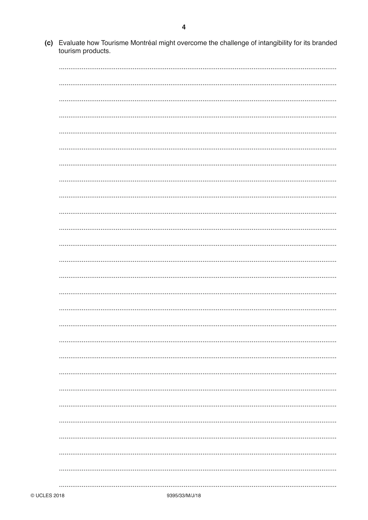 Cambridge A Level Travel and Tourism 9395 2018 May/June Paper 3 · Variant 3 question paper, page 4 of 12