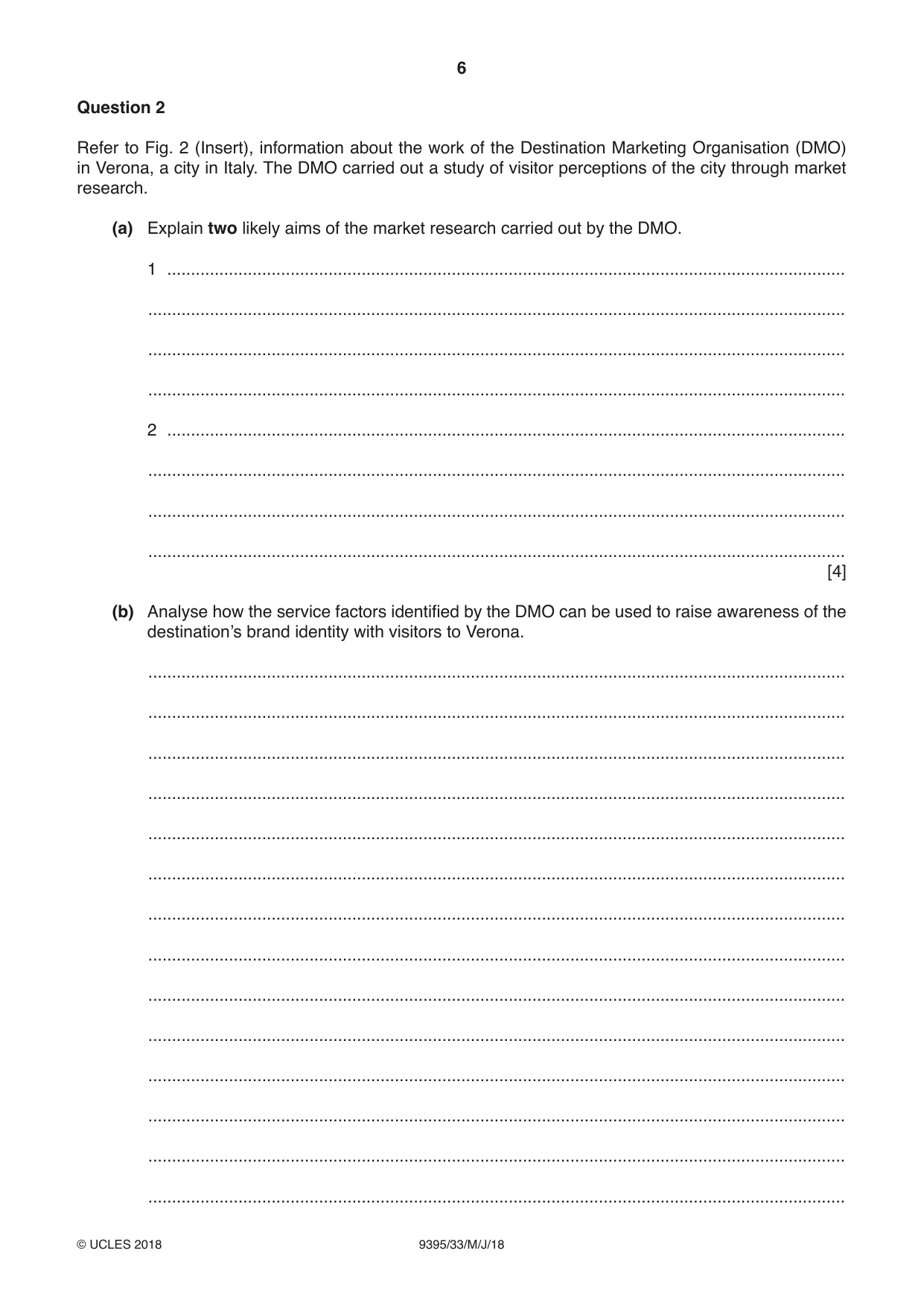 Cambridge A Level Travel and Tourism 9395 2018 May/June Paper 3 · Variant 3 question paper, page 6 of 12